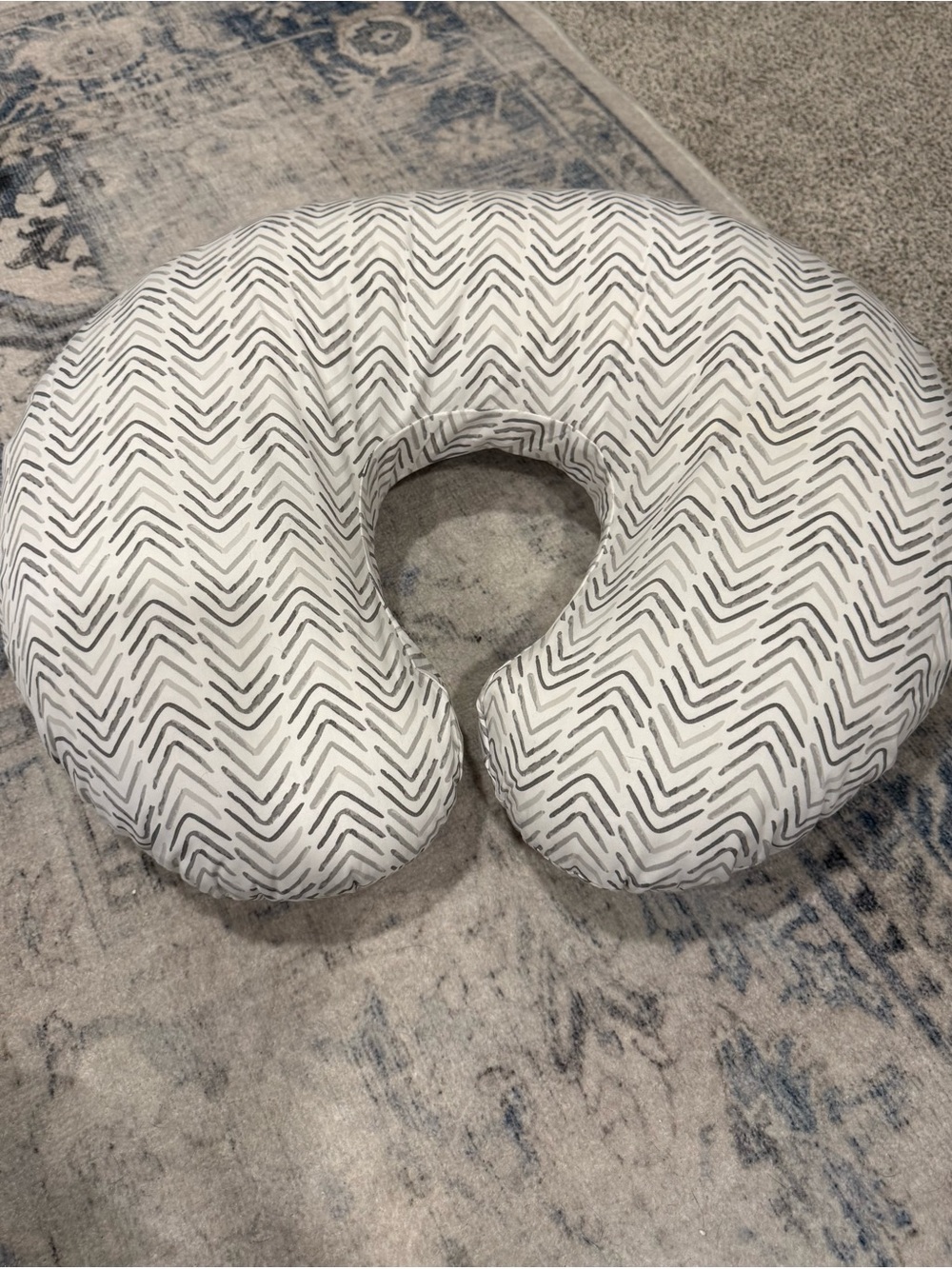 Boppy White and Gray Chevron Nursing Pillow